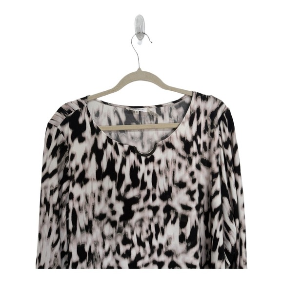 Calvin Klein Animal Print Plus Size 2X 3/4 Sleeve Dressy Shirt Blouse Office - Picture 2 of 6